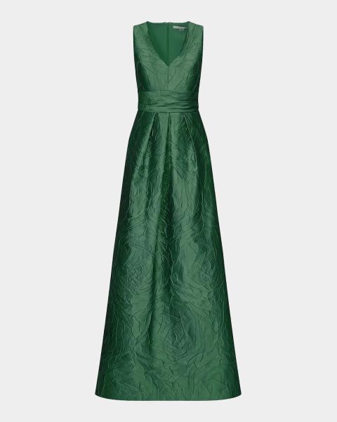talbot runhof green dress Monarch Jacquard Sleeveless A-Line Gown productlaunch_2026