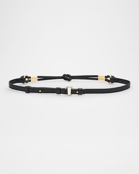 Saint Laurent Cassandre YSL Leather Skinny Belt | Neiman Marcus