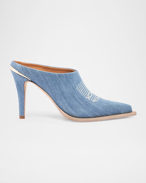 Jimmy Choo Cece Perforated Suede Western Mules | Neiman Marcus
