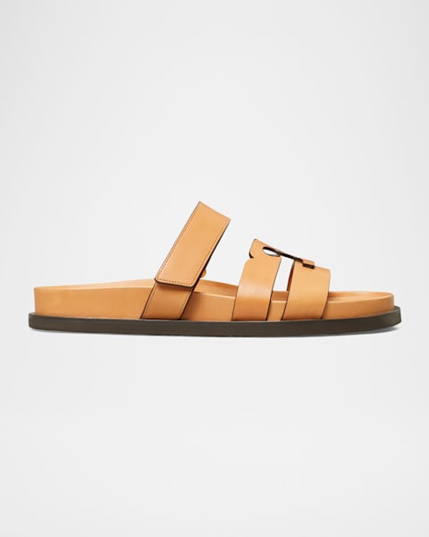 Tory Burch Ines Ostrich-Embossed Triple-Band Sport Mule