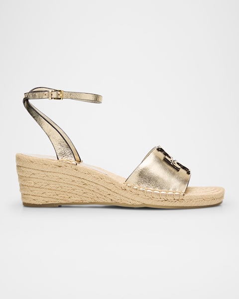【Jimmy Choo】Theia Wedge 60 メタリック ウェッジ サンダル Theia Wedge 60 |Gold Metallic Leather Wedge Sandals | JIMMY CHOO
