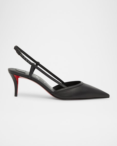 Sporty Kate Leather Red Sole Slingback Pumps
