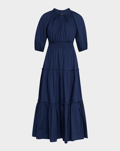 Nat Satin Cowl-Neck Midi Dress