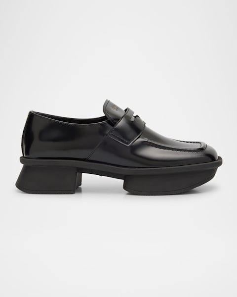 Prada Leather Logo Slip-On Loafers | Neiman Marcus Prada Leather Logo Slip-On Loafers | Neiman Marcus