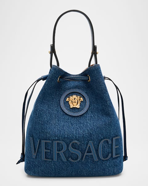 Versace La Medusa Small Denim Tote Bag | Neiman Marcus