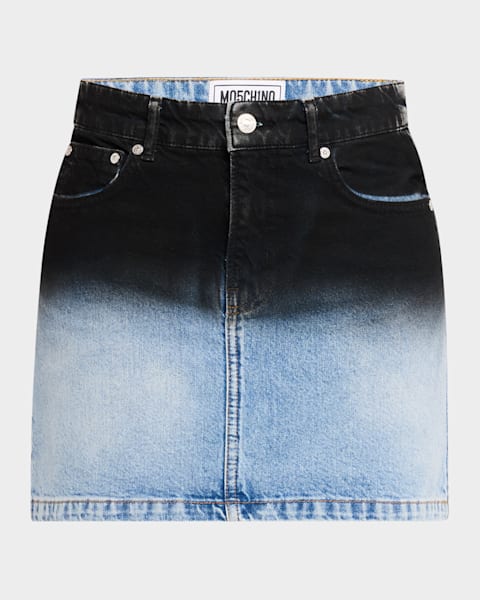 Moschino Jeans Pearl-Embellished Denim Mini Skirt | Neiman