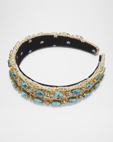 Lele Sadoughi Birthstone Collection Aquamarine Knotted Headband Lele Sadoughi Marlene March Aquamarine Jeweled Birthstone  main image 3