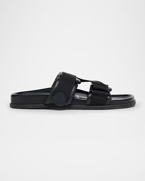 Mon Rubber Logo Flat Slide Sandals | Neiman Marcus