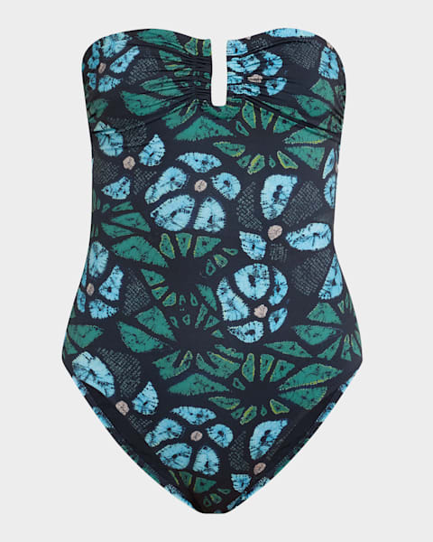 Terrazzo Tile Bandeau One-Piece Swimsuit 
