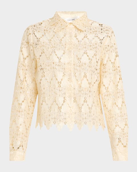 FRAME Sleeveless Mesh Lace Top | Neiman Marcus