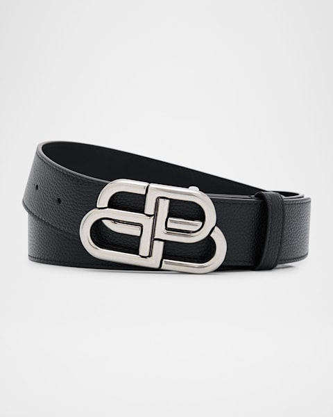 Balenciaga Men's Classic B-Buckle Leather Belt | Neiman Marcus