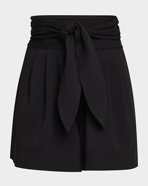 Alice + Olivia Reagan Vegan-Leather Paperbag Shorts | Neiman