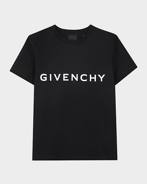  Boy's Curved Logo-Print T-Shirt, Size 4-6