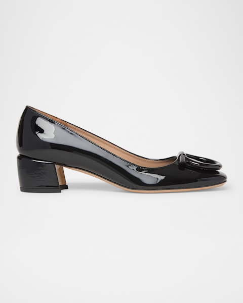 Ferragamo Mara Suede Gancini Block-Heel Pumps | Neiman Marcus