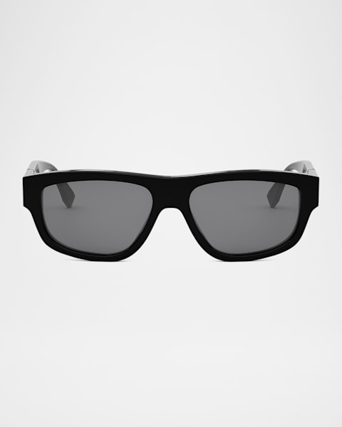 Saint Laurent Men's Rectangle Acetate Sunglasses with Logo