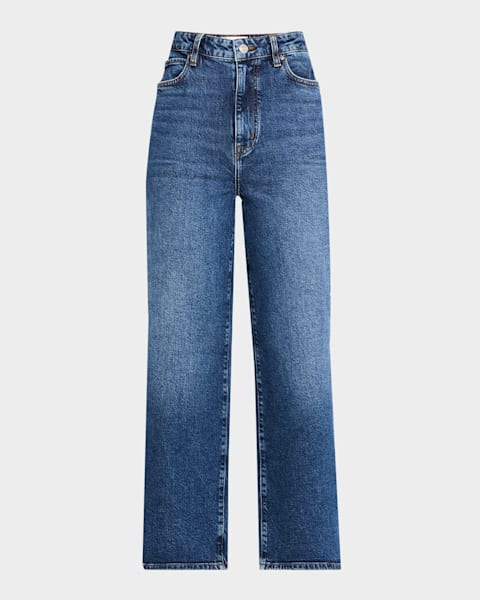 FRAME Le High Straight Raw Fray Jeans | Neiman Marcus