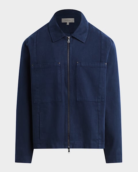 Prada Men's Poplin Zip-Up Overshirt | Neiman Marcus