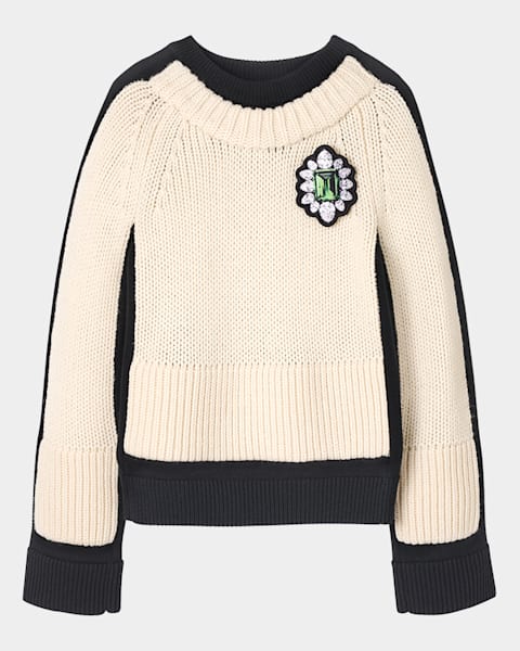 Marc Jacobs Gem Logo Knit Crewneck Sweater | Neiman Marcus