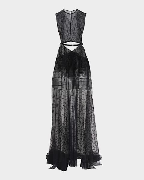 ALICE+OLIVIA レースイリュージョン マキシドレス NICHOL Nichol Lace Maxi Dress In Dusty Rose | Alice + Olivia