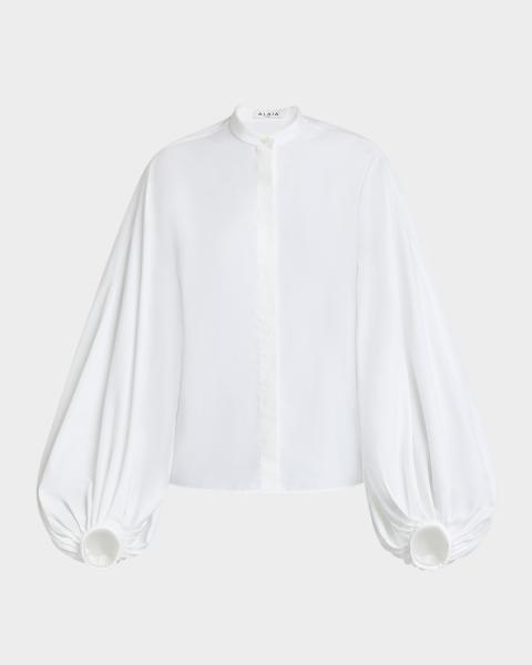 Silvia Tcherassi Lucaya Abstract-Print Puff-Sleeve Blouse | Neiman