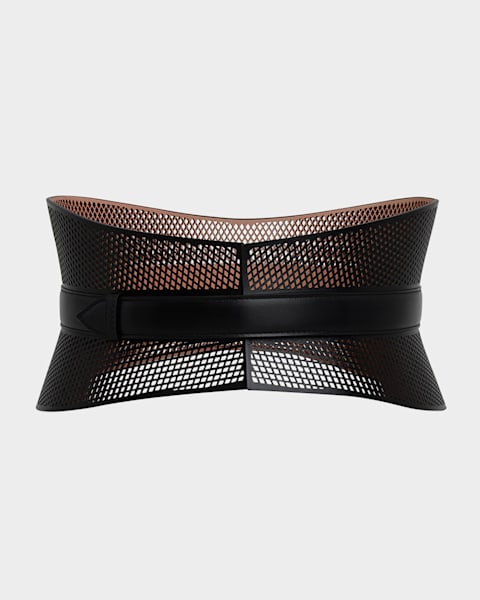 ALAIA Neo Curved Bustier Leather Belt | Neiman Marcus