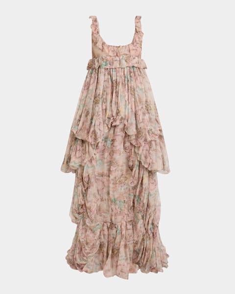 Philosophy di Lorenzo Serafini Gathered Short-Sleeve High-Low Dress |  Neiman Marcus