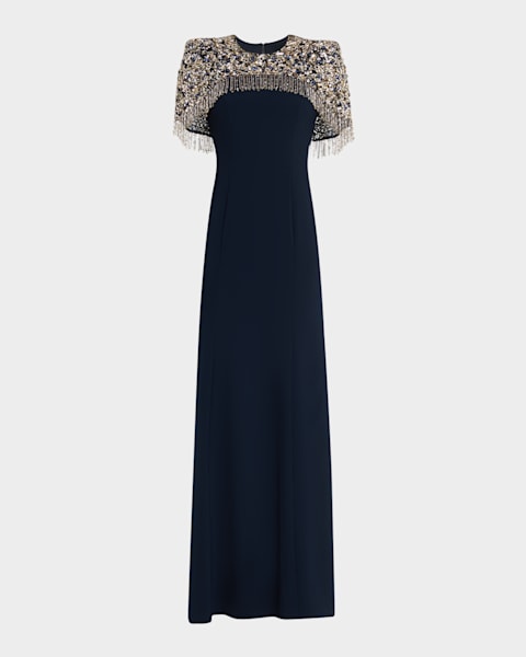 Kestra Embellished Long-Sleeve Sequin Gown