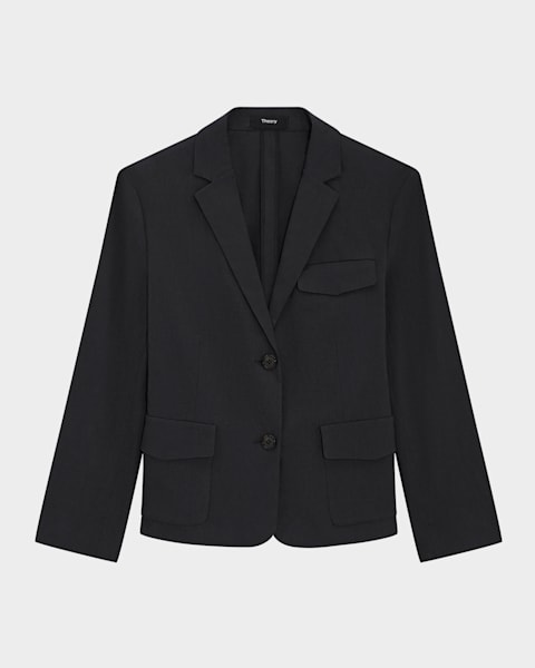 Theory 3-Button Stretch Tailored Jacket | Neiman Marcus Theory 3-Button Stretch Tailored Jacket | Neiman Marcus