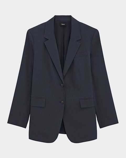 Theory Admiral Crepe One-Button Staple Blazer | Neiman Marcus