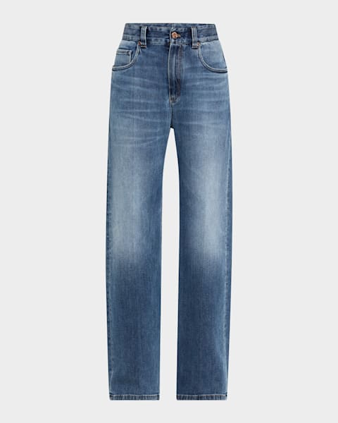 GANNI　Jacquard Denim Wide Pants GANNI Wide-Leg Jacquard Denim Pants | neimanmarcus | REVERSIBLE