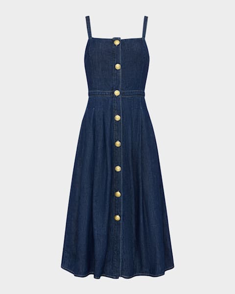 Polo Ralph Lauren Belted Denim Sleeveless A-Line Dress