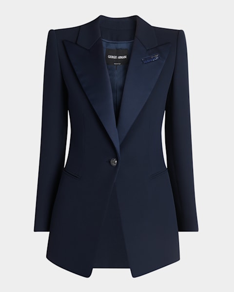 Giorgio Armani Linen Silk Single-Button Blazer Jacket