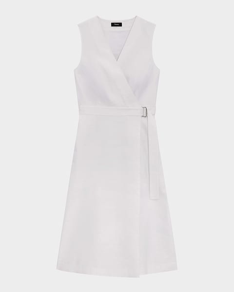 Theory Crepe Flare Mini Dress | Neiman Marcus