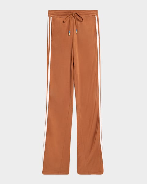 Max Mara Ladino Striped Silk Wide-Leg Belted Pants | Neiman