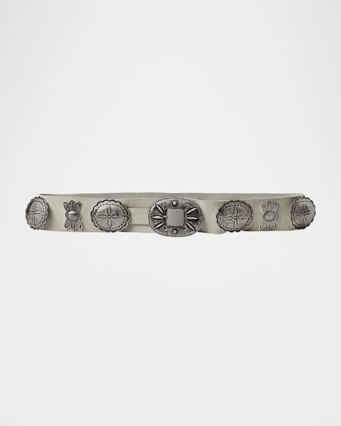 Casted Concho Leather Belt