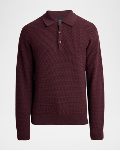 Brioni Men's Cashmere Jacquard Full-Zip Sweater | Neiman Marcus