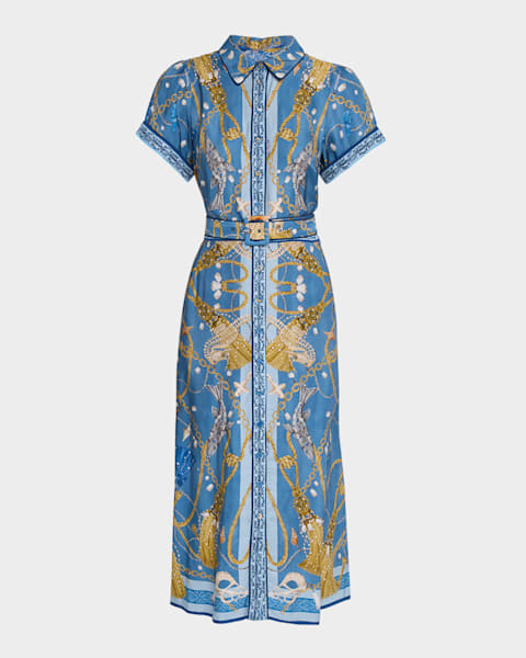 Prada Drawstring Pleated Midi Dress | Neiman Marcus