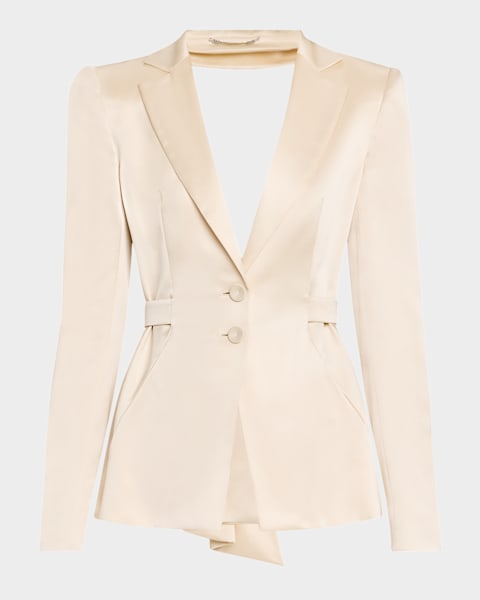 ジャケット A FERRETTI Mikado jacket Beige J05221625 Alberta Ferretti Mikado Silk Single-Breasted Jacket | Neiman