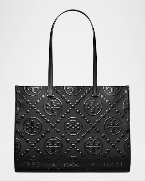 Tory Burch Small T Monogram Zip Canvas Tote Bag | Neiman Marcus