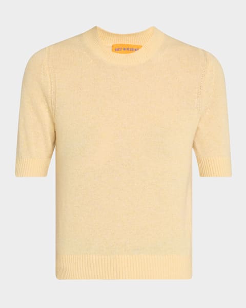 Short-Sleeve Button-Front Sweater