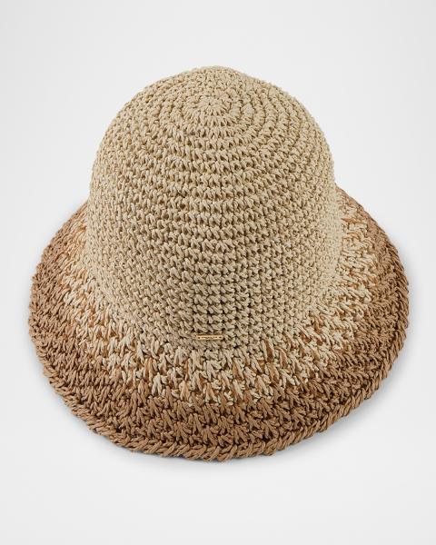 Eugenia Kim Ramona Straw Bucket Hat with Leopard-Print Bow  display picture 2