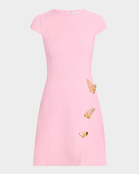 【I AM MARI】24FW★ Chloe Tweed Chiffon Tie One Piece 4G Tweed Look | Neiman Marcus