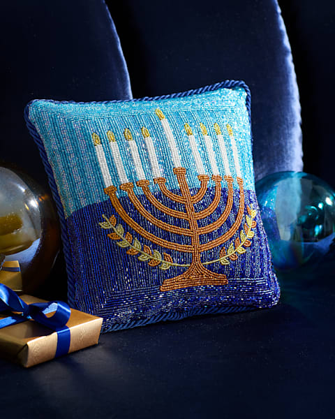 Beaded Oy Vey Velvet Hanukkah Pillow, 8" x 10"