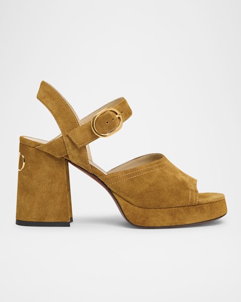 Valentino Garavani Nellcote Studded Suede Flat Sandals