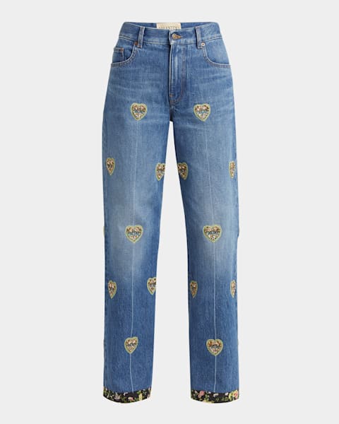 Valentino Garavani Wide-Leg Denim Jeans | Neiman Marcus