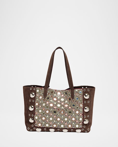 Valentino Garavani Floral Embroidered Raffia Medium Shopping