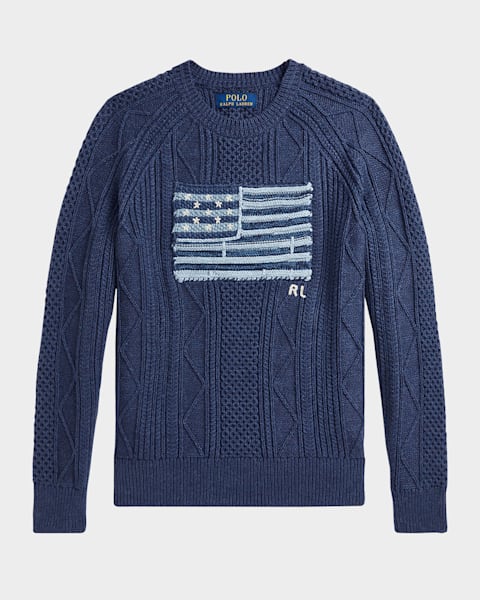 Polo Ralph Lauren Boy's Flag Intarsia Knit Sweater, Size S-L