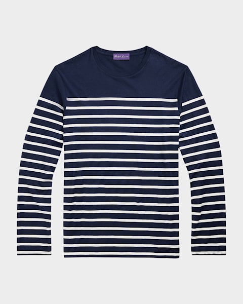 Ralph Lauren Purple Label Men's Silk-Cotton Jersey Long-Sleeve T