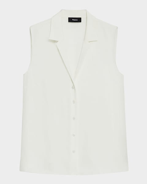 Theory Modern GGT Cap SLV Blouse シルク100% Theory Cap-Sleeve Modern Silk Georgette Blouse | Neiman Marcus