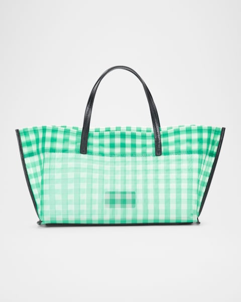トートバッグ PRADA Logo woven fabric shopping bag Green PRADA Beauty Shoulder Tote Bag (Light Green) 100% Recycled